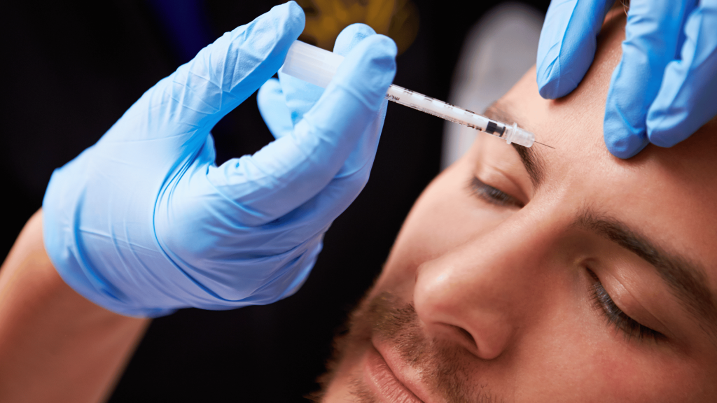 Faces | Botox Complications 1 Male client receiving Botox injections from a qualified practitioner.