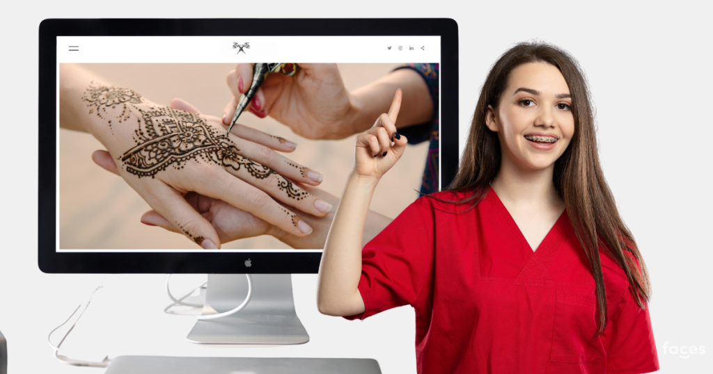 Top 8 Website Benefits for Tattoo Artists: Maximise Online Success 1 A woman pointing at the screen with a hand getting tattooed.