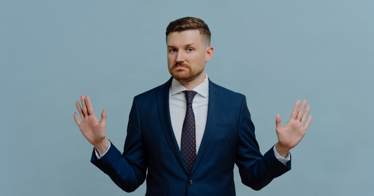 The 3 Gigantic Risk of Inaccurate Consent Forms Exposed. 4 A business man or a man in suit saying no to someone