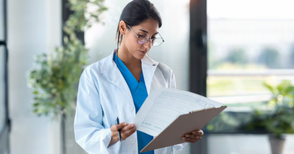 7 Proven Strategies to Minimise Costs for Aesthetic Professionals 4 A practitioner reviewing document