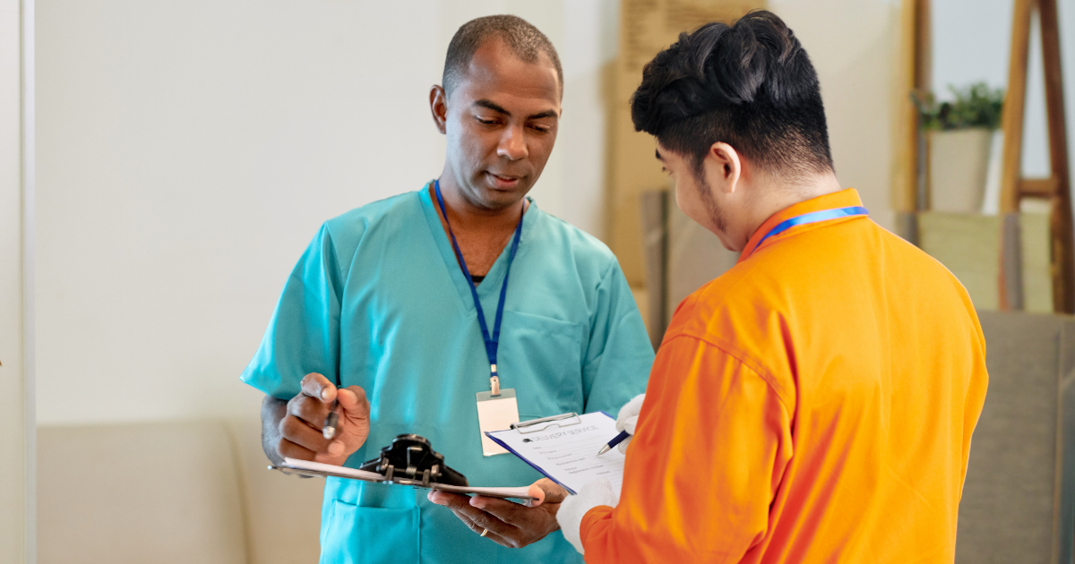 Anti-Wrinkle Injections: How To Spot Counterfeit Brands! 5 Practitioner talking to delivery man